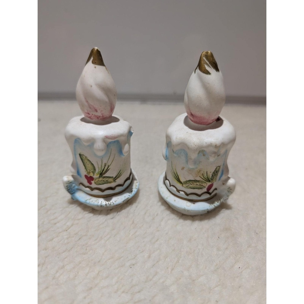 Vintage Christmas Candlesticks Salt & Pepper Shakers Japan Artmark Original Cera
